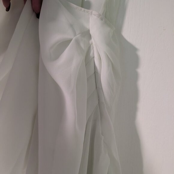 NWT Abercrombie & Fitch | One-Shoulder Chiffon Mini Dress In Light Green - Picture 9 of 12